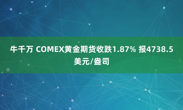 牛千万 COMEX黄金期货收跌1.87% 报4738.5美元/盎司